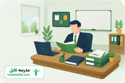 بررسی پوشه کاری و مستندات طرح تدبیر مدارس روی میز
