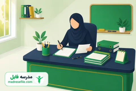 متن دعوت‌نامه انجمن اولیا و مربیان روی میز کار مدرسه