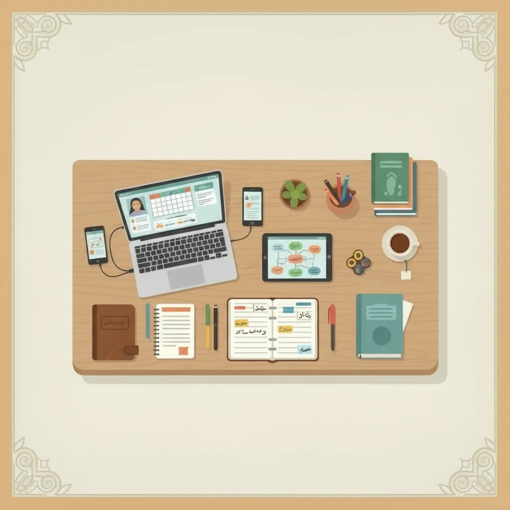 ابزارهای مورد نیاز مشاور مدرسه در میز کار