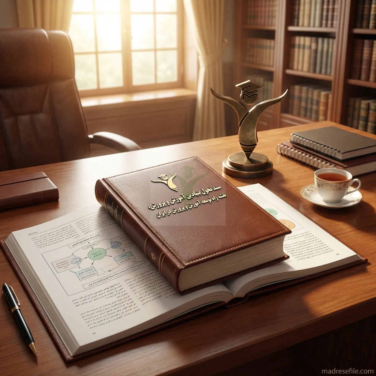 سند تحول بنیادین آموزش و پرورش روی یک میز کار