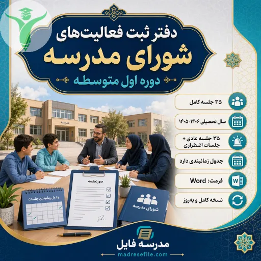 دفتر ثبت فعالیت های شورای مدرسه دوره اول متوسطه 35 جلسه کامل 1405 1406 1 | دفتر ثبت فعالیتهای شورای مدرسه دوره اول متوسطه (۳۵ جلسه کامل) ۱۴۰۵-۱۴۰۶ | مدرسه فایل